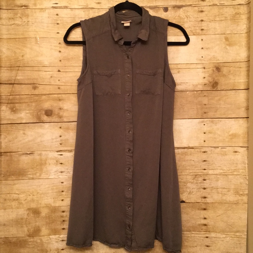Mossimo Button Down Tank Size Large Army Green